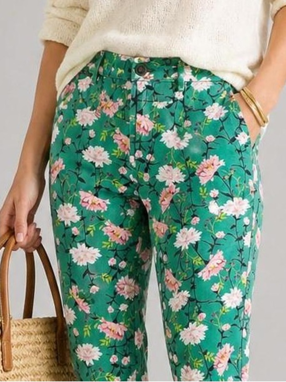 Old Navy Pixie Mid rise trousers Lotus Flower print 🪷